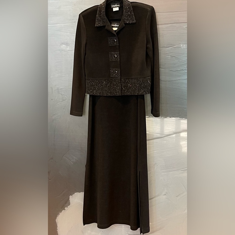 Positive Attitude Women’s Vintage 2pc Black Dress/Gown w/Button Up Jacket Sz 8